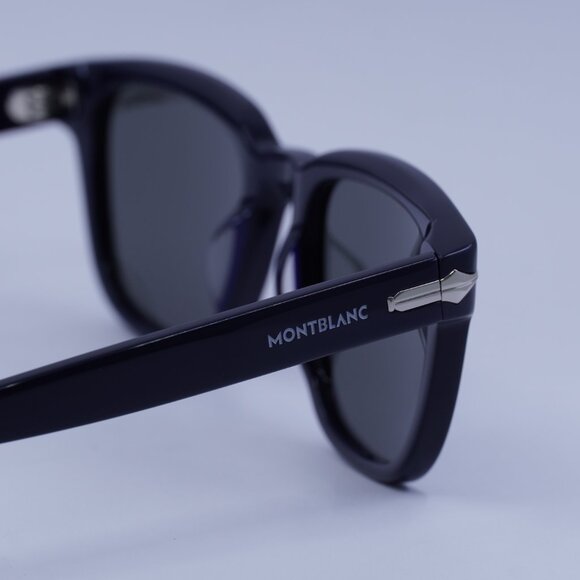 Montblanc MB0302S 004 Sunglasses Blue Square Frame, Grey Lenses - Picture 10 of 11